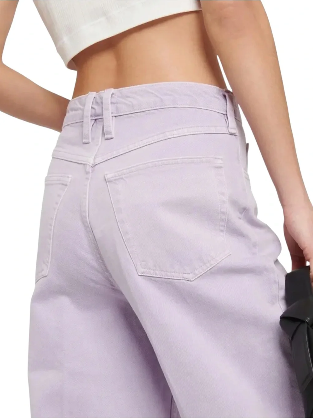 FRAME High ‘N’ Tight High Rise Raw Hem Wide-Leg Jeans Lilac Size 30 - Picture 2 of 10